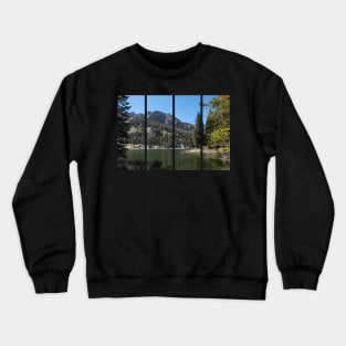 The fabulous alpine lake of Misurina in the Dolomites. Lovely and relaxing place in the Italian Alps. Reflections in the rippled water. Sunny spring day. Crewneck Sweatshirt